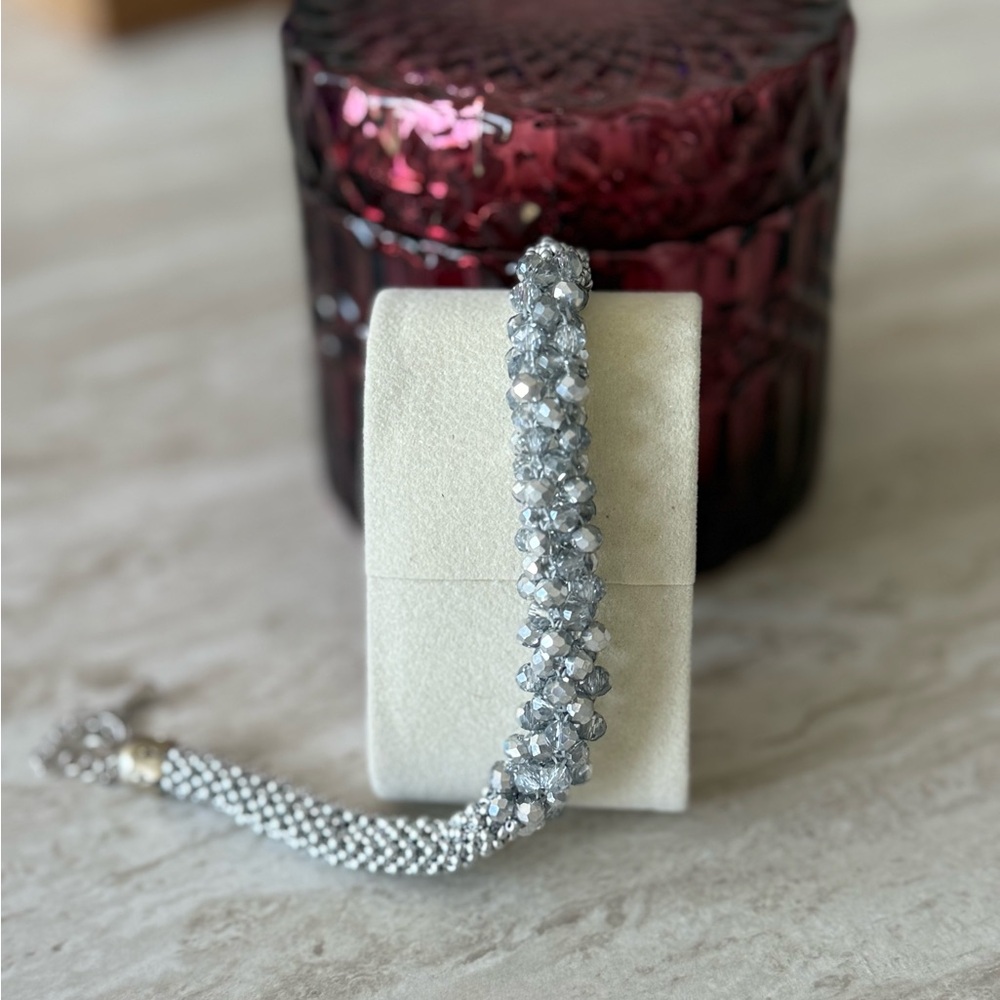Elegant Silver Handmade Beaded Bracelet